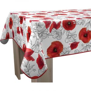 Le linge de Jules Nappe Anti-Taches Coquelicot - Carrée 150 x 150 cm