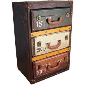 Image de M&S Meuble valise 3 tiroirs 30x42x63 cm en bois multicolore