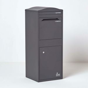 Homescapes - smart parcel box - Bo&icirc;te aux lettres et colis incurv&eacute;e Large Gris fonc&eacute; - Gris fonc&eacute;
