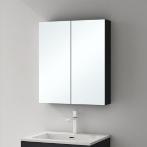 Mai&mai - Armoire Suspendue de Salle de Bain avec Miroir Armoire de Toilette Meuble Murale Miroir avec 2 Portes 60x15x70 cm Anthracite Mat