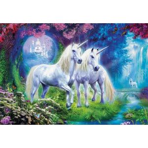 Educa Puzzle adulte les licornes blanches au bord de la riviere - collection animaux fantastiques - 500 pieces