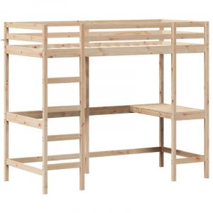 VidaXL Lit superposé avec bureau 90x200 cm bois de pin massif