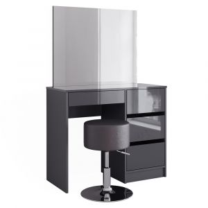 Coiffeuse Sherry, Anthracite, 90 cm avec tabouret Vicco