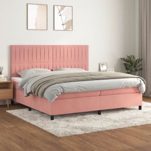 VidaXL Lit à sommier tapissier avec matelas Rose 200x200 cm Velours - Pink