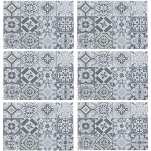 Secret de Gourmet - Lot de 6 sets de table rectangulaire Carreaux de ciment - 45 x 30 cm - Gris