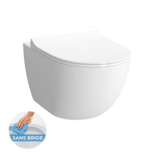 vitra SENTO Cuvette RIM-EX (sans bride) et abattant ultra-fin avec frein de chute (7748B003-0075 + 120-003R009-lm)