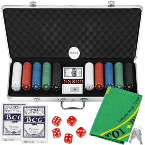Springos Set De Poker 500 Jetons 2 Jeux De Cartes Tapis De Jeu 5 D&eacute;s Avec Mallette