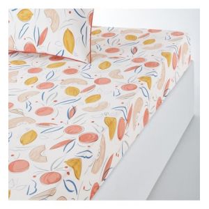 Drap housse coton bonnet 30 cm, Dessia Multicolore Couleur Multicolore Taille 140 x 190 cm