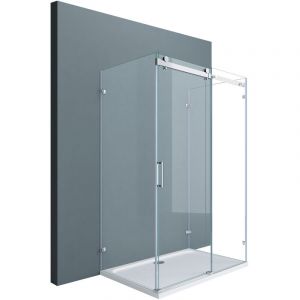 Sogood - Cabine de douche rectangulaire pour un seul mur 90X120X195 paroi de douche transparent Ravenna17-2UK en forme u avec receveur de douche