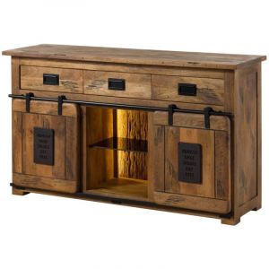 Buffet en bois de Manguier / Bois de récupération 150x45x90 naturel laqué railway lux 100