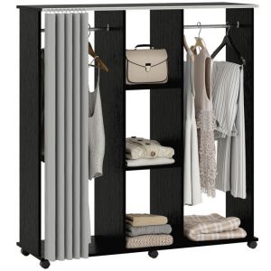 Homcom Armoire penderie - Bois - 120x40x128cm - Noir
