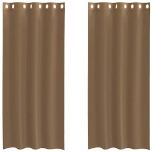 VidaXL Rideaux En Voile Avec ?illets 2 Pcs Marron Clair