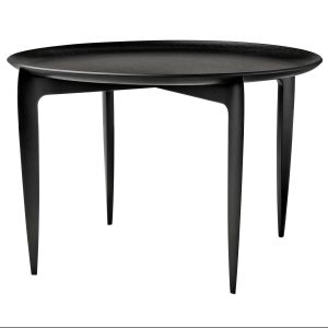 Image de Fritz hansen Table basse Tray Large / Réédition 1958 - Plateau amovible Ø 60 cm noir en bois