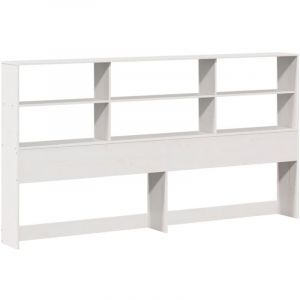 VidaXL Tête de lit avec rangement blanc 180 cm bois massif de pin, tête de lit en bois, tête de lit avec rangement, tête de lit sur pied