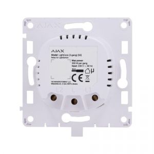 Ajax Interrupteur intelligent. Relais pour un interrupteur à touche double. Le bouton est à commander séparément. (commander 2 lampes) Dimensions : 76.3x72.3x29.2mm
