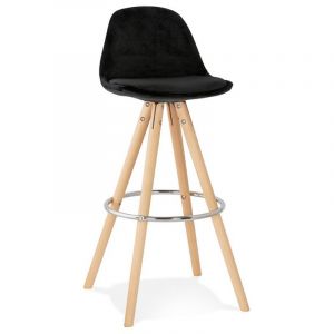 Image de Tabouret de Bar Noir et Piétement Beige KIEV