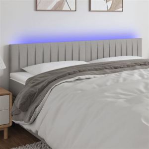 VidaXL Tête de Lit à LED Meuble de Chambre à Coucher Accessoire de Lit Double Tête de Cadre de Lit Intérieur Gris Clair 200x5x78/88 cm Tissu