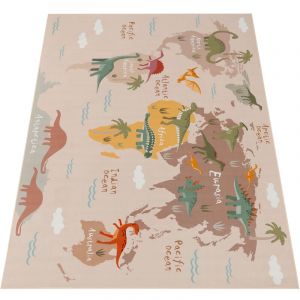 Paco Home - Tapis Chambre Enfant Bebe Fille Garcon Motif Animal Antid&eacute;rapant Beige Marron 140x200 cm