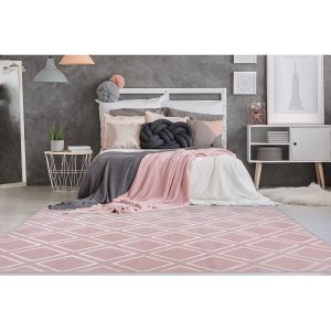 Arte Espina Paris Prix - Tapis Imprim&eacute; Losange Fait Main monroe Iii Rose 81 X 150 Cm