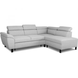 Canap&eacute; d'angle convertible - 4 personnes - STAN - Tissu Souris - 3 t&eacute;ti&egrave;res - R&eacute;versible - 243 x 92 x 184 cm