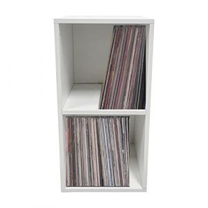 Meuble de rangement pour disques vinyles lp - rangement disques vinyles lp - biblioth&egrave;que - blanc