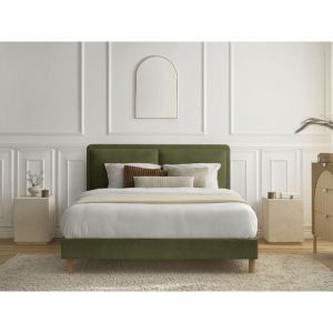 Bobochic Lit mara tissu texturé avec lattes massives 160x200 Vert