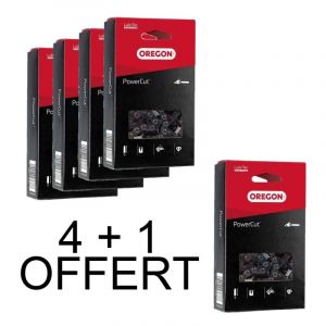 Oregon Lot 4 Chaines + 1 offerte 75EXL072E Pas : 3/8'' Jauge : 1.6 Maillons : 72 - PowerCut 5400591215770
