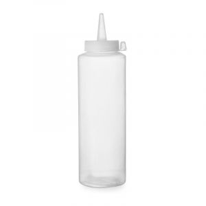 Hendi Flacon distributeur, bouteille à condiments et à sauces, réutilisable, recipient à presser, ketchup, moutarde, huile d'olive, vinaigrettes, mousses, 0,7L, ø70x(H)240mm, transparent, PET