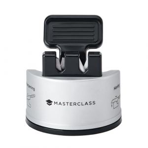 Master class MasterClass Smart Sharp double aiguiseur de couteaux avec 2 couteaux pour aiguiser et affûter les couteaux en acier inoxydable et en céramique, argenté