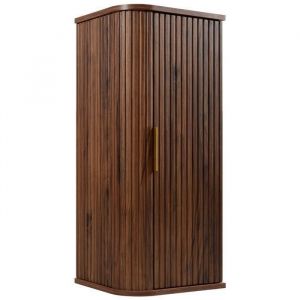 Meuble demi colonne suspendu de salle de bain GLAMOUR coloris noyer fonc&eacute; 35 x 79 cm