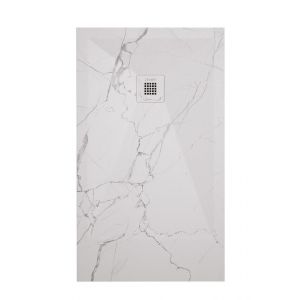 Receveur de douche 90x160 cm extra plat, résine et minéral, marbre blanc, Ayor Bathroom Nola
