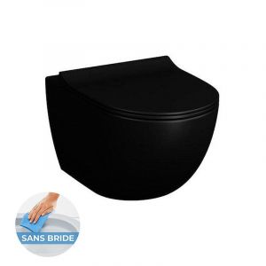 vitra SENTO Noir mat Cuvette RIM-EX (sans bride) et abattant ultra-fin avec frein de chute (7748B083-0075 + 120-083R009-BP)