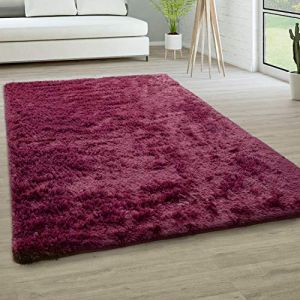 Tapis De Salon Poils Longs Fausse Fourrure Shaggy Moelleux Monochrome, Dimension:60x100 cm, Couleur:Pourpre