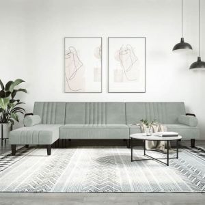 VidaXL Canapé-lit en forme de L gris clair 260x140x70 cm velours