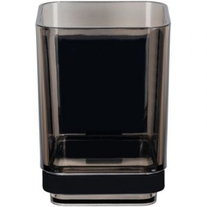Wenko Porte-brosse à dents sans perçage | Support mural Vacuum-Loc Quadro noir en inox | Gobelet à brosse à dents en plastique transparent | DIM (l x h x p) 7,5 x 10 x 10 cm | Noir élégant