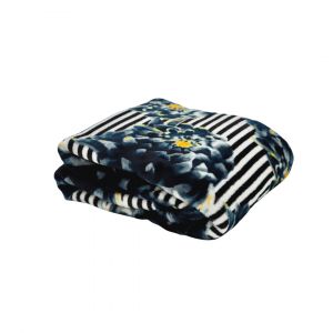 Cacharel Plaid FLOWER imprimé rayures et fleurs Noir