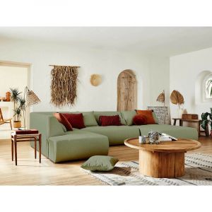 Onyx - canap&eacute; modulable panoramique d'angle gauche 7 places - en tissu - vert sauge - Vert sauge