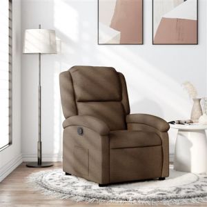 VidaXL Fauteuil Inclinable, Chaise de Relaxation avec Dossier et Repose-Pied, Siège Inclinable, Fauteuil TV de Salon, Moderne, Marron Tissu