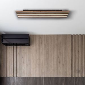 Globo Plafonnier plafonnier lampe en bois lampe de salon marron LED L 80 cm