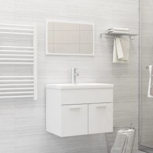 Image de VidaXL Ensemble de meubles de salle de bain 2 pcs Blanc Aggloméré