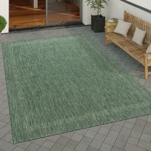 Paco Home Tapis Exterieur Terrasse Balcon Tapis Cuisine Moderne Motif Geometrique Motif Abstrait, Dimension:80x250 cm, Couleur:Vert
