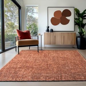Homebyhome Tapis en Coton Chenille Terre cuite 160x230 cm Lavable Antidérapant et Doux Salon Chambre Bureau & Cuisine