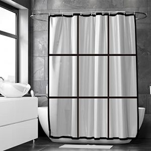 Loti Living Rideau de Douche Anti-moisissure 180 x 200 cm – Imperméable – PEVA Mat Transparent – avec Anneaux – Rideau de Douche Transparent – Shower Curtain