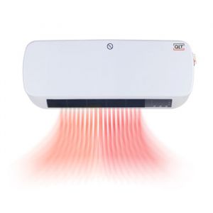 QLT Fourneau c&eacute;ramique 2-en-1 avec fixation murale - Fourneau &eacute;lectrique mural - Chauffage avec r&eacute;gulateur de temp&eacute;rature 10&deg;C &agrave; 49&deg;C - Minuterie et programme hebdomadaire - Blanc