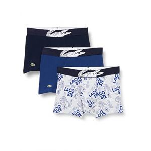 Lacoste Lot de 3 boxers courts en coton stretch &agrave; ceinture crocodile Taille XS Gris Chine/bleu/bleu Marine/blanc