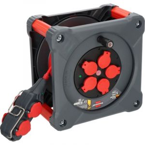 Brennenstuhl Enrouleur de câble Professionnel pour Chantier avec Powerblock KC 3210 5 (33+5m, câble H07BQ-F3G2,5 en Rouge, 5 Prises, Utilisation permanente en extérieur, fabriqué en Allemagne)