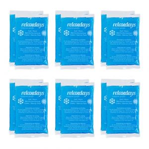 Image de Relaxdays Poches de glace, lot de 12, chaud et froid, 9 x 15 cm, premiers secours, pochettes réutilisables, bleu