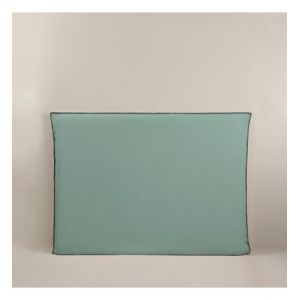 Housse de tête de lit 190x134 cm MADURA - Vert de gris et feston noir - NINO - Vert de gris et feston noir