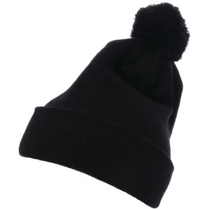 Image de Flexfit Cuffed Pom Knit Beanie Bonnet, Black, Taille Unique Mixte