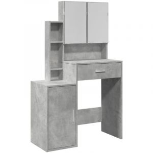 VidaXL Coiffeuse avec armoire gris béton 80x35x132 cm, table de maquillage, coiffeuse de chambre à coucher, coiffeuse avec miroir